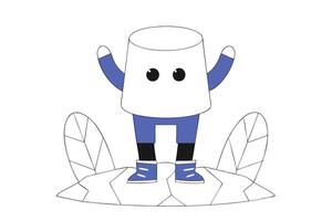 Detailed grey scale cartoon character illustration of a sugar cube with a unique artistic style suitable for creative projects and fun branding vector