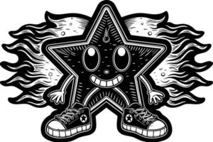 Adorable yellow star cartoon character in a cute style shining happily with a friendly smile ideal for cheerful and whimsical creative projects vector