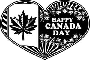 Detailed heart shape with Canada flag elements and maple leaves creating a harmonious design reflecting national identity and artistic elegance for branding and merchandise. vector