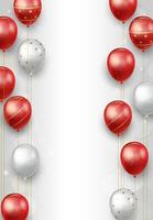 Light background with red and white balloons, vertical banner design vector