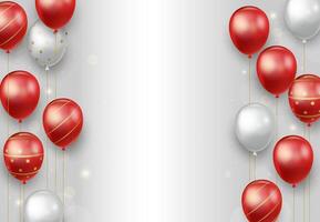 Light background with red and white balloons, banner design vector