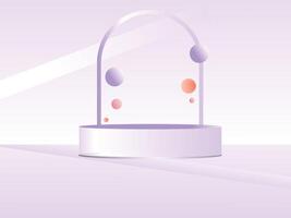 Minimal White Podium with Hanging Orbs For Product Placement Display vector