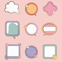 Pastel retro pop frames and elements Set. Empty retro comic style speech bubbles set. vector