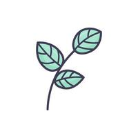Cute doodle illustration of a green leafy branch, isolated on a white background, perfect for design, decoration, and print projects.Simple illustration vector