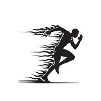 A silhouette of a man running with flames vector