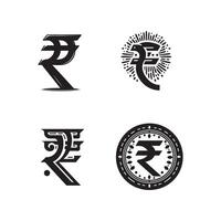 Four different types of rupee symbols vector