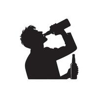 Man drinking beer silhouette illustration vector