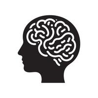 A silhouette of a man's head with a brain in it vector