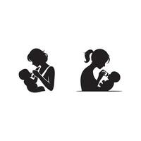 Mother and baby icon set vector