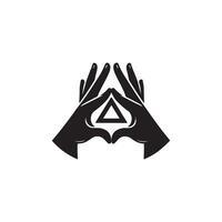 Two hands making a triangle shape with their hands vector