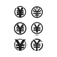 Yen sign icon set vector