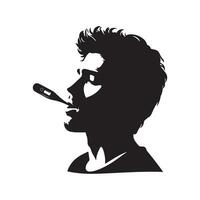 A man with a cigarette in his mouth vector