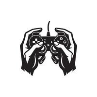 Hands holding a game controller icon vector