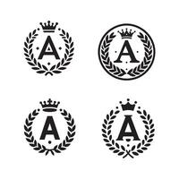 Four different logos for a letter a and a crown vector