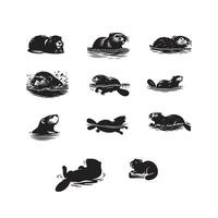 Set of otters vector