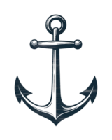 Isolated anchor on a transparent background with a dark blue color and a textured surface design element png