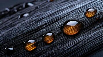 A black and brown background with a series of small, shiny photo
