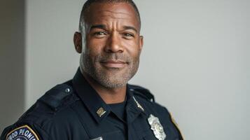 A black police officer in uniform photo