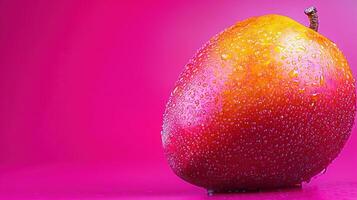 A mango on a pink background photo