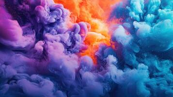 Colorful clouds in a captivating mix of purple, orange, and blue create an ethereal atmosphere, showcasing the beauty of abstract artistry and visual creativity photo
