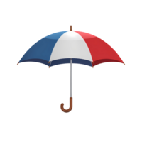 Isolated umbrella with blue white and red color on a transparent background in a studio shot png