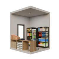 Small Shop Right Corner View 3D Design Element png