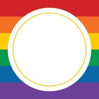 Rainbow and colourful square frame for pride month element on social media platform template vector