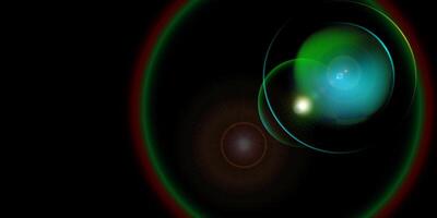 Abstract green blue red light flare sphere glow effect. Light leaks effect. 3d orb electric shiny and halo bg Space star overlay background. illustration vector