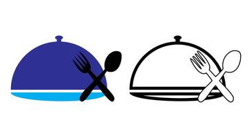 big plate icon with spoon and fork. Linear from restaurant concept. Plate icon with spoon and fork isolated on white background vector