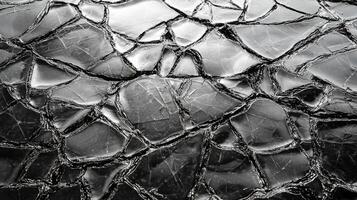 Black and white photo of cracked glass