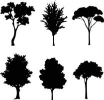 Black Tree Silhouette Set on White Background Assorted Tree Types vector