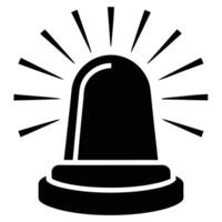 Black and White Emergency Siren with Rays Emanating from the Dome Design vector