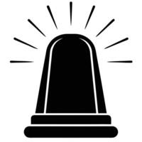Black Siren Alarm with Light Rays for Emergency Services Design vector