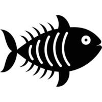 Isolated Silhouette of a Fish Skeleton with Fins and Eye Detail vector
