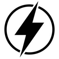 Black Lightning Bolt Enclosed in Circle, Power Symbol with Bold Lines vector