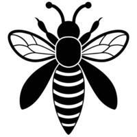 Striking Black Silhouette of a Bee with Wings and Striped Abdomen Design vector