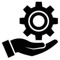 Black Gear on Hand Technology, Settings, Support, and Service Concepts in Flat Design vector