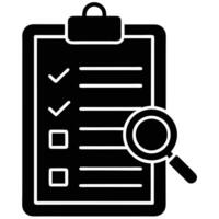 Clipboard with Checklist, Magnifying Glass, and Rows of Text for Inspection Task vector