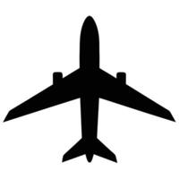 Black Airplane Silhouette Top View of Jet with Wings and Tail vector