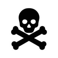 Simple Black Skull and Crossbones Warning Icon on White Background vector