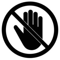 Do Not Touch Symbol Black Hand in Circle with Diagonal Line vector