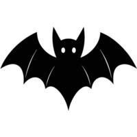 Black Bat Silhouette with Pointed Ears and Spread Wings, Halloween Design Element vector
