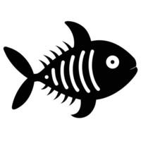 Stylized Black Fishbone Isolated on White Background, Minimalist Design Element vector