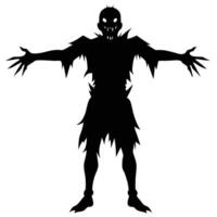 Creepy Black Silhouette of Ripped Zombie with Glowing Eyes and Sharp Teeth vector