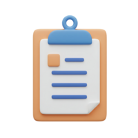 3d rendered clipboard with document illustration representing business report and management concepts png