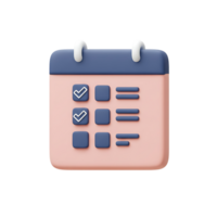 3d render of a checklist calendar icon representing tasks and planning for organization png