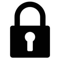 Simple Black Padlock Icon with Keyhole Shape Isolated on a White Background vector