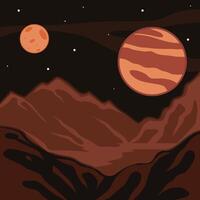 mars planet view landscape illustration template graphic design . astronomy scenery for knowledge banner concept vector