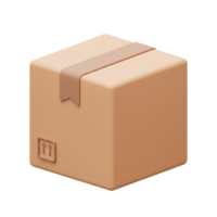 Rendered illustration of a shipping box in a minimalist cartoon style used for delivery and distribution of packages png