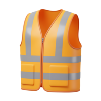 3d rendering of a bright orange safety vest with reflective stripes designed for workplace safety and high visibility png